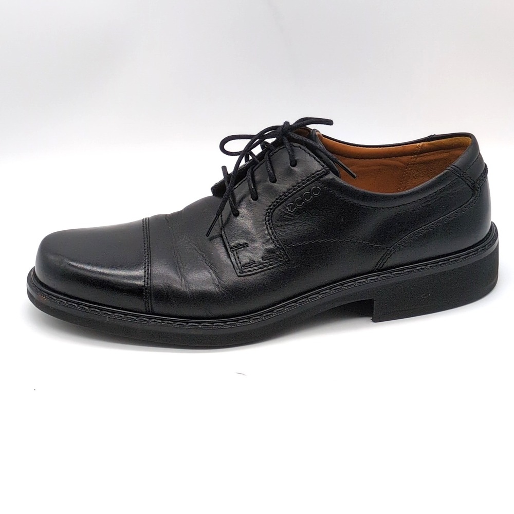 Ecco Shoes Mens Black EUR 44 Leather Oxfords Arch Support Breathable Lace Up